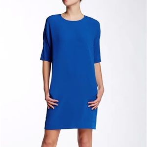 Vince Blue Elbow Length Sleeve Shift Dress